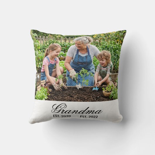Custom Grandma Photo Multi Year Est Script クッション (裏面)