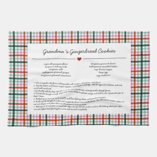 Custom Grandma Recipe Keepsake Christmas キッチンタオル (横)