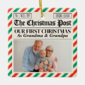 Custom Grandparents Our First Christmas Newspaper セラミックオーナメント (正面)