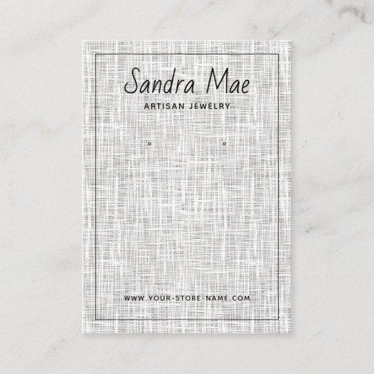 Custom Gray White Linen Look Jewelry Display Card 名刺 (正面)
