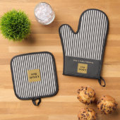 Custom Gray & White Stripe 鍋つかみ&鍋敷きセット (トップダウン)