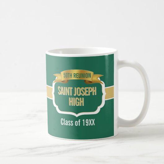 Custom Green 50th Class Reunion Favor Mug コーヒーマグカップ (右)