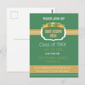 Custom Green 50th Class Reunion Invite ポストカード (正面/裏面)