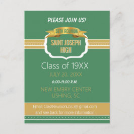 Custom Green 50th Class Reunion Invite ポストカード