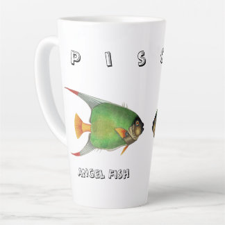 Custom Green Angel Fish Pisces Astrological Sign カフェラテマグ