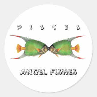 Custom Green Angel Fish Pisces Astrological Sign ラウンドシール