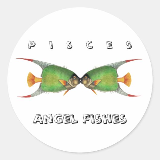 Custom Green Angel Fish Pisces Astrological Sign ラウンドシール (正面)