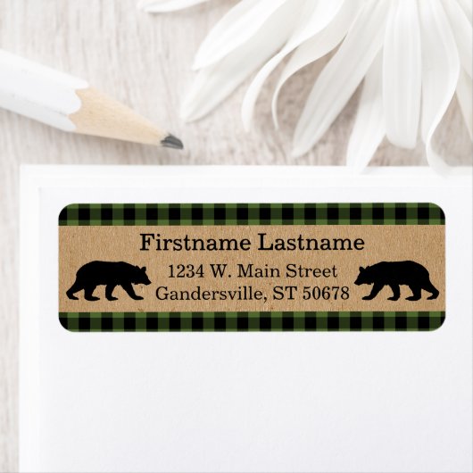 Custom Green Black Country Check Plaid Pattern ラベル (インサイチュ)