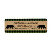 Custom Green Black Country Check Plaid Pattern ラベル (正面)