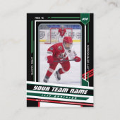 Custom Green & Black Ice Hockey Player Card コーリングカード (正面)