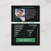 Custom Green & Black Ice Hockey Player Card コーリングカード (裏面)