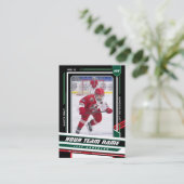 Custom Green & Black Ice Hockey Player Card コーリングカード (スタンド正面)