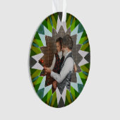 Custom Green Christmas Star Family Photo Gift Tree オーナメント (正面)