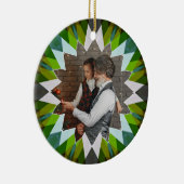 Custom Green Christmas Star Family Photo Gift Tree セラミックオーナメント (右)