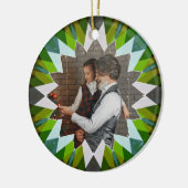 Custom Green Christmas Star Family Photo Gift Tree セラミックオーナメント (左)