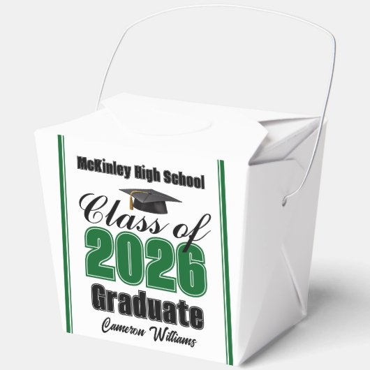 Custom Green Class of 2026 Graduation Party フェイバーボックス (正面)
