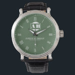 Custom Green Dial Roman Numeral  Luxury Gift for W 腕時計<br><div class="desc">Custom Green Dial Roman Numeral Luxury Gift for Weddings, Anniversaries & Father’s Day Descriere (SEO): Elevate your gift-giving with this Custom Green Dial Roman Numeral Watch, designed with a bold green face, classic Roman numerals, and a luxurious gold-tone case. Personalized with names or initials, this stylish timepiece makes the perfect...</div>