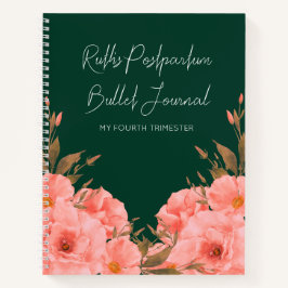 Custom Green Floral Postpartum Journal | New Moms ノートブック