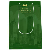 Custom Green Gold Christmas ミディアムペーパーバッグ (裏面)