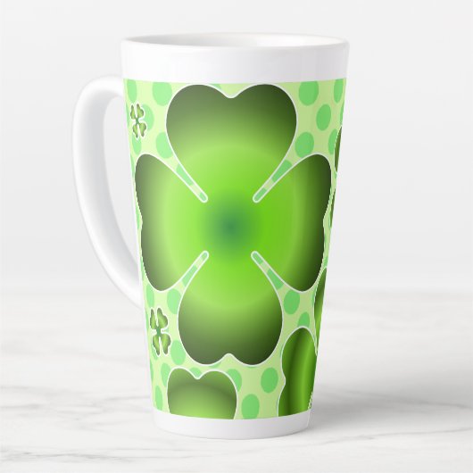 Custom Green Lucky Clover Pattern Gift カフェラテマグ (左アングル)