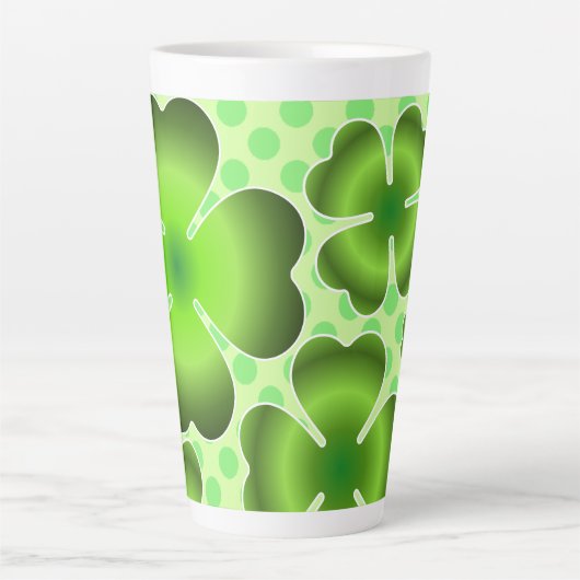 Custom Green Lucky Clover Pattern Gift カフェラテマグ (正面)