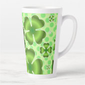 Custom Green Lucky Clover Pattern Gift カフェラテマグ (右)
