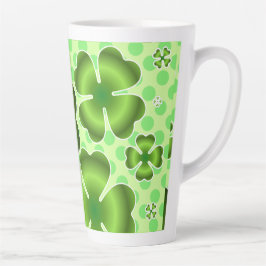 Custom Green Lucky Clover Pattern Gift カフェラテマグ