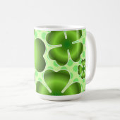 Custom Green Lucky Clover Pattern Gift コーヒーマグカップ (正面右)