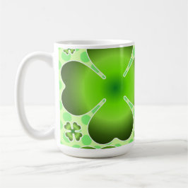 Custom Green Lucky Clover Pattern Gift コーヒーマグカップ
