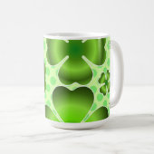 Custom Green Lucky Clover Pattern Gift コーヒーマグカップ (正面右)