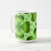 Custom Green Lucky Clover Pattern Gift コーヒーマグカップ (正面左)