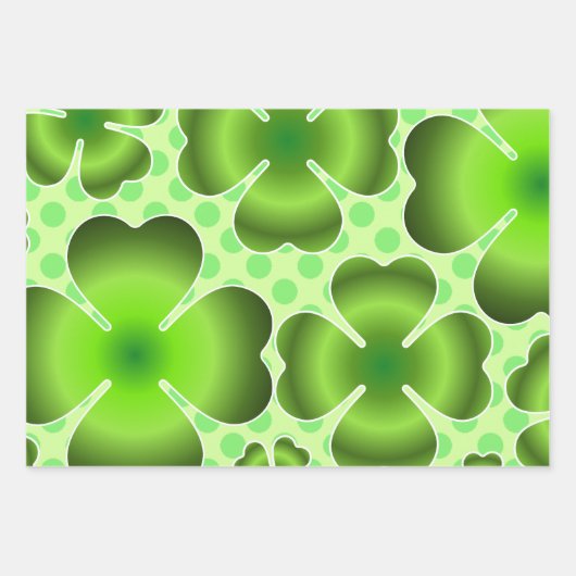 Custom Green Lucky Clover Pattern Gift ラッピングペーパーシート (正面)