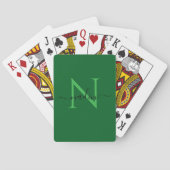 Custom Green Monogram Name Playing Cards  トランプ (裏面)