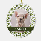 Custom Green Pet Paw Print 2 Photo セラミックオーナメント (左)