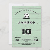 Custom Green Soccer Birthday Invitation 招待状 (正面)