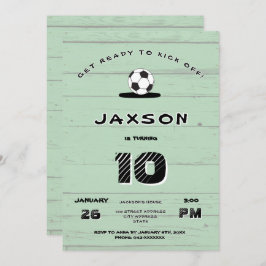 Custom Green Soccer Birthday Invitation 招待状