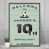 Custom Green Soccer Birthday Welcome ポスター