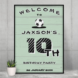 Custom Green Soccer Birthday Welcome ポスター