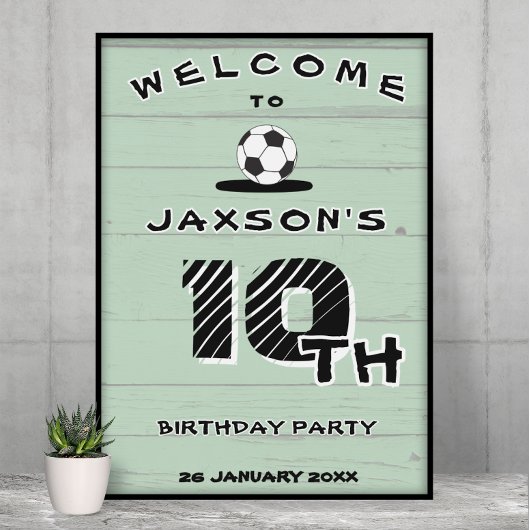 Custom Green Soccer Birthday Welcome ポスター
