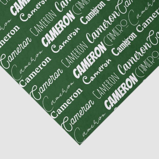 Custom Green Typography Name Collage Christmas 薄葉紙 (詳細)