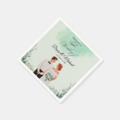 Custom green watercolor flowy wedding スタンダードカクテルナプキン (角)