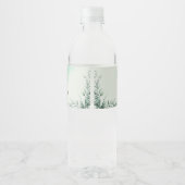 Custom green watercolor flowy wedding ペットボトルラベル (裏面)