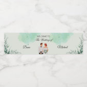 Custom green watercolor flowy wedding ペットボトルラベル (シングルラベル)