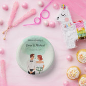 Custom green watercolor flowy wedding ペーパーボウル (パーティー)