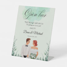 Custom green watercolor flowy wedding