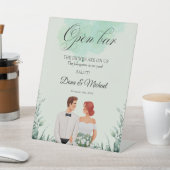 Custom green watercolor flowy wedding 台座サイン (インサイチュ)