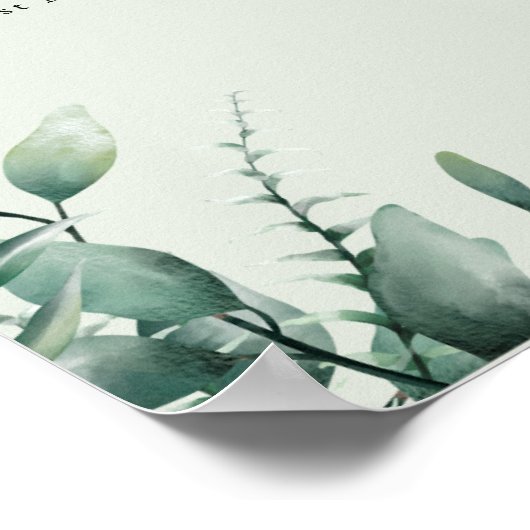 Custom green watercolor wedding seating chart ポスター (角)