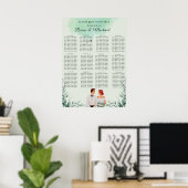 Custom green watercolor wedding seating chart ポスター (ホームオフィス)