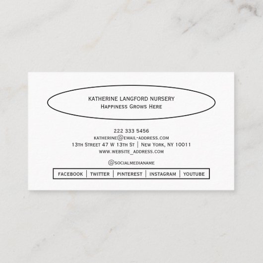 Custom Greenleaf Nursery Branding  名刺 (裏面)