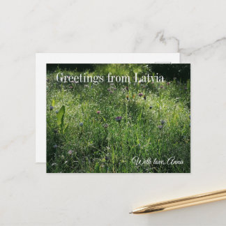 Custom Greetings from Latvia Wildflower Photograph ポストカード